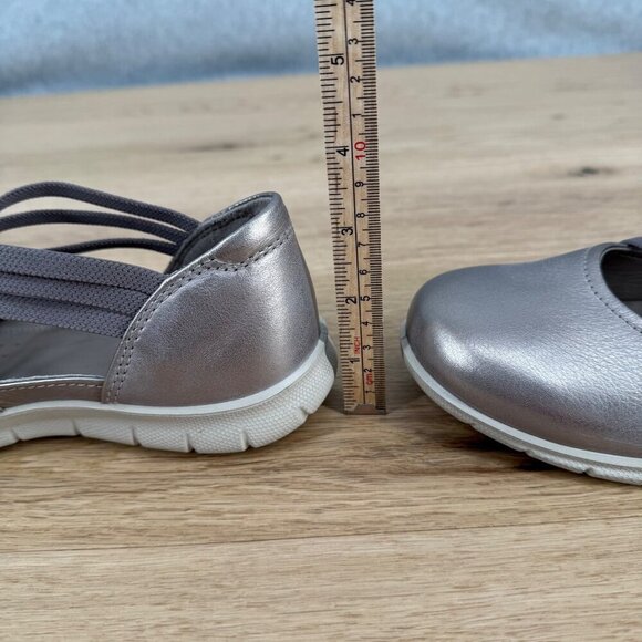 Ecco Womens Babett Criss Cross Mary Jane Flats Size 37 Pewter Strappy Leather - Picture 9 of 15